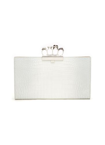 FOUR RING HIMALAYAN CROC EMBOSSED LEATHER FLAT POUCH - ALEXANDER MCQUEEN - Modalova