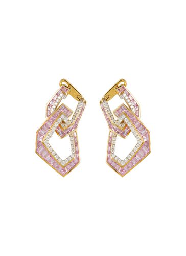 ‘Origami Link No.5' Diamond Pink Sapphire 18K Gold Earrings - KAVANT & SHARART - Modalova