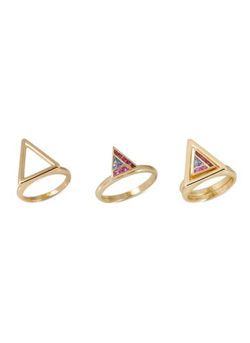 ‘GeoArt' Multi-Coloured Sapphire 18K Gold Stack Ring - KAVANT & SHARART - Modalova