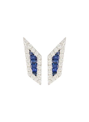 ‘Origami' Diamond Sapphire 18K White Gold Palm Leaf Earrings - KAVANT & SHARART - Modalova