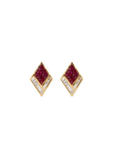 ‘GeoArt' Diamond Ruby 18K Gold Rhombus Stud Earrings - KAVANT & SHARART - Modalova