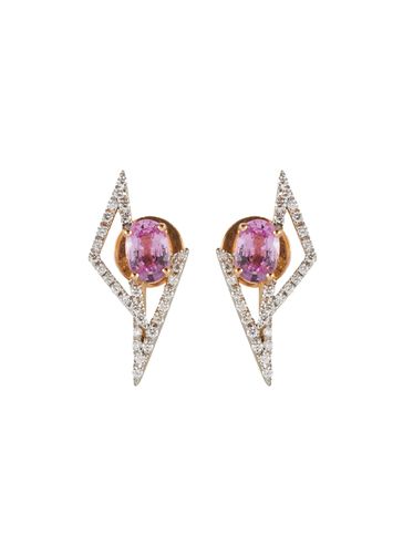 ‘GeoArt' Diamond Pink Sapphire 18K Rose Gold Earrings - KAVANT & SHARART - Modalova