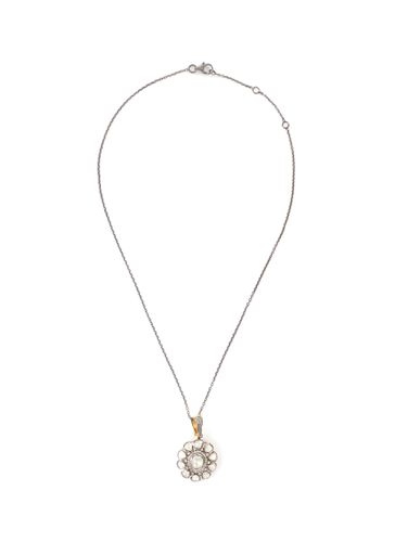 Diamond 18K Gold Silver Oval Pendant Necklace - AMRAPALI LONDON - Modalova