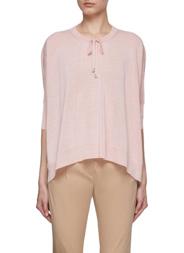 Beaded Shoulder Curved Hem Quarter Sleeve Sweater - PESERICO - Modalova