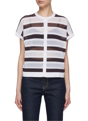Short Sleeve Stripe Cotton Blend Knit Top - PESERICO - Modalova
