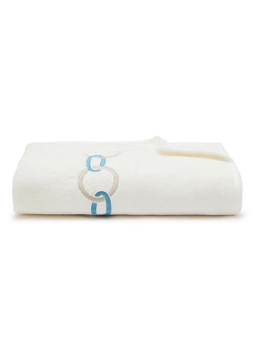 Links Embroidery Cotton Terry Bath Sheet − Savage Beige/Lagoon - FRETTE - Modalova