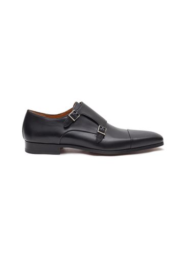 Monk Strap Plain Toe Leather Shoes - MAGNANNI - Modalova