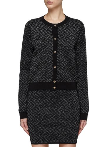 LA GRECA JACQUARD LUREX CREWNECK CARDIGAN - VERSACE - Modalova