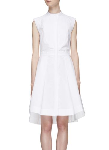 SLEEVELESS BIB FRONT BAND COLLAR FLARED COTTON MINI DRESS - ALEXANDER MCQUEEN - Modalova