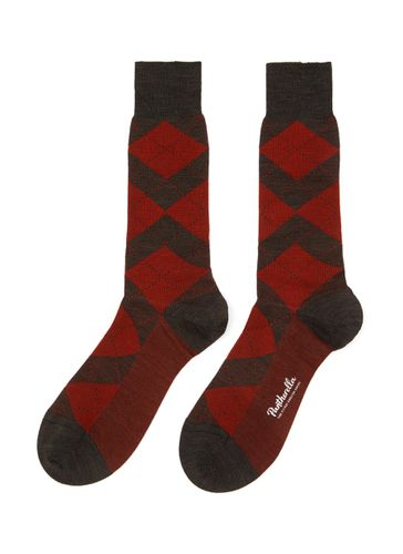 ‘ABDALE' ARGYLE MOTIF MERINO WOOL BLEND ANKLET SOCKS - PANTHERELLA - Modalova