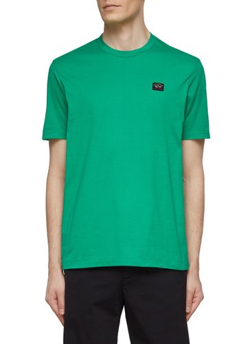 Rectangular Logo Badge Cotton Crewneck T-Shirt - PAUL & SHARK - Modalova