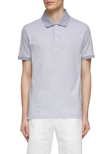 Shark Embroidery Striped Cotton Polo Shirt - PAUL & SHARK - Modalova