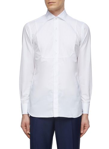 Pleated Bib Cotton Button Up Shirt - LARDINI - Modalova