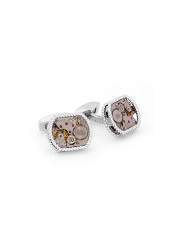 LIMITED EDITION RHODIUM PLATED STERLING SILVER CASE 17 JEWELS CABLE DETAILING CUFFLINKS - TATEOSSIAN - Modalova