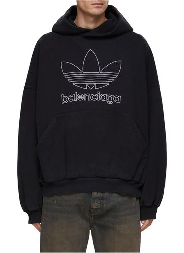 X adidas Trefoil Logo Print Cotton Oversized Hoodie - BALENCIAGA - Modalova