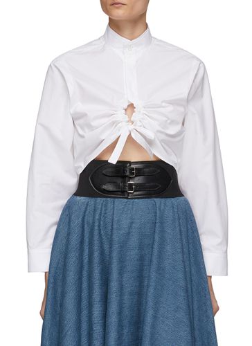 Mandarin Collar Self-Tie Keyhole Front Cropped Shirt - ALAÏA - Modalova