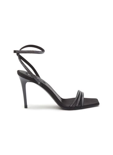 ‘FLANNA' SQUARE TOE TRIPLE CRYSTAL BAND SATIN SANDALS - PEDRO GARCÍA - Modalova