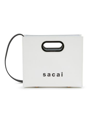 Small 'Shopper' Logo Leather Tote Bag - SACAI - Modalova