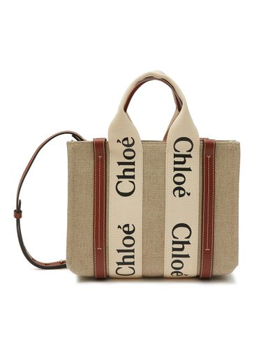 SMALL ‘WOODY' ECO LINEN CANVAS TOTE BAG - CHLOÉ - Modalova