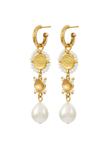 K Gold Plated Brass Pearl Drop Earrings - GOOSSENS - Modalova