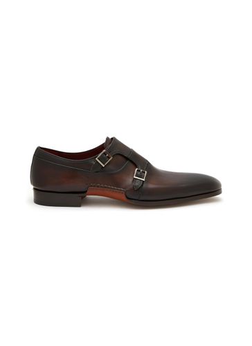 ‘Suela' Textured Monk Strap Leather Oxford Shoes - MAGNANNI - Modalova