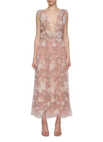 Embroidered A-Line Cocktail Dress - MARCHESA COUTURE - Modalova