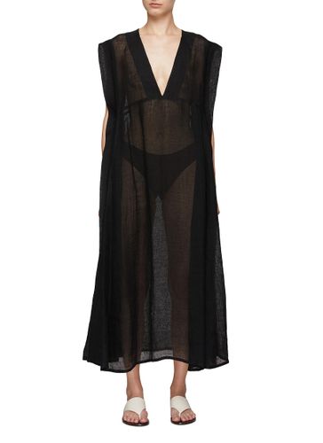 V-Neck Linen Tunic Coverup - LE KASHA - Modalova