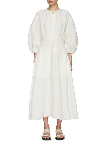 Puff Sleeve Linen Dress - LE KASHA - Modalova