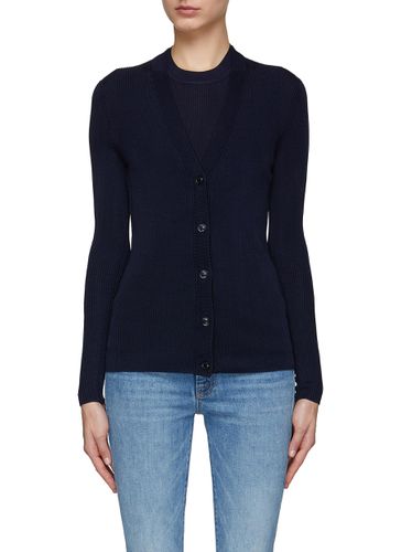 V-Neck Ribbed Knit Cardigan - ST. JOHN - Modalova