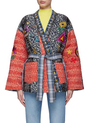 ‘Cherry Patchwork' Belted Cotton Kimono - MONOKI - Modalova