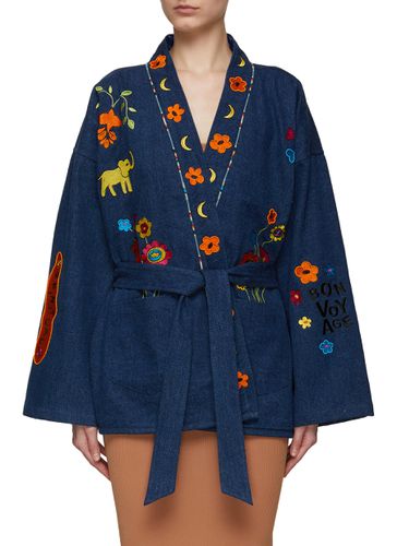 ‘Bon Voyage' Belted Cotton Kimono - MONOKI - Modalova