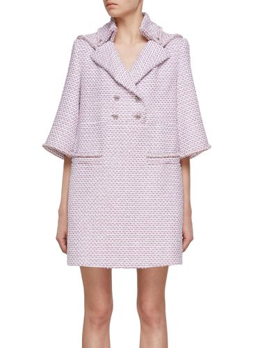 Oversized Collar Sequined Tweed Dress - SOONIL - Modalova