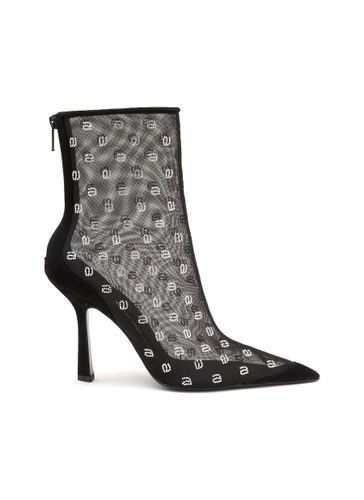 ‘Delphine' 105 Rhinestone Embellished Logo Mesh Ankle Boots - ALEXANDER WANG - Modalova