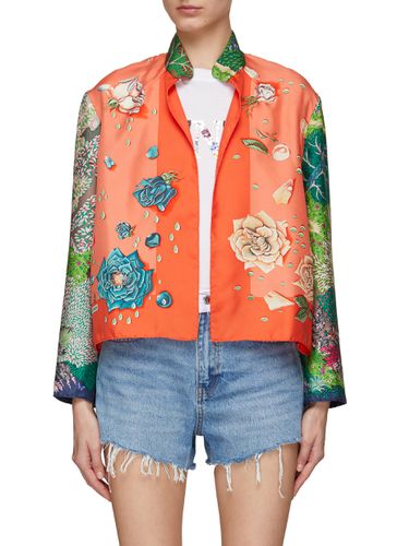 ‘Rose Petal' Mandarin Collar Open Front Up-Cycled Silk Jacket - LILYEVE - Modalova