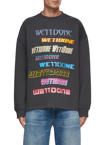 Multi Logo Crewneck Cotton Sweatshirt - WE11DONE - Modalova