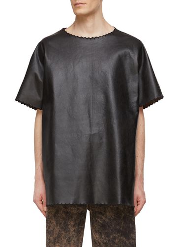 Embroidered Leather Boxy T-Shirt - WE11DONE - Modalova