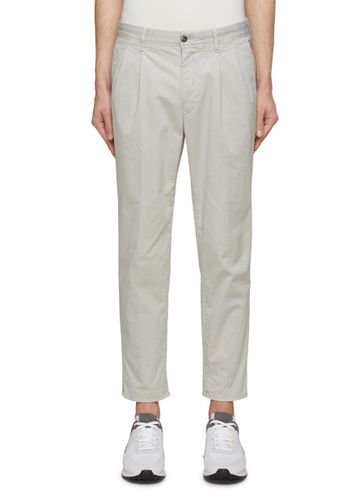 Pleated Cotton Blend Cropped Slim Chinos - INCOTEX - Modalova
