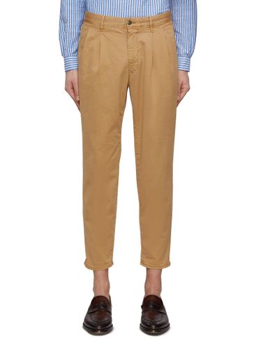 Pleated Detail Cotton Gabardine Cropped Chinos - INCOTEX - Modalova