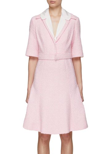 Detachable Collar Knee Length Tweed Dress - SOONIL - Modalova
