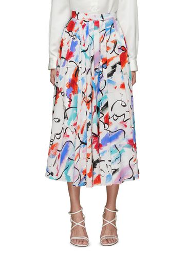 Paint Pleated Midi Skirt - SOONIL - Modalova