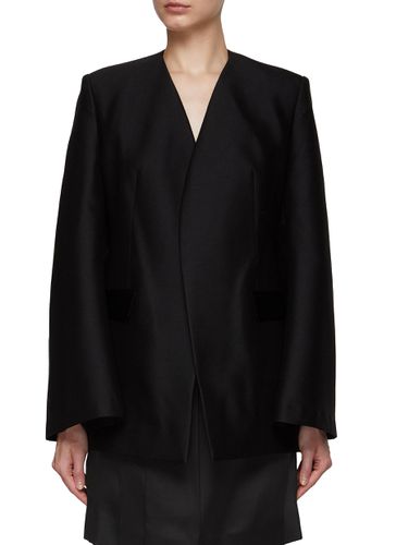 Collarless Wool Silk Blazer - GIA STUDIOS - Modalova