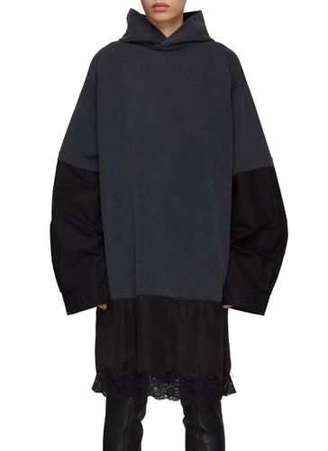 Hooded Lace Hem Jersey Dress - BALENCIAGA - Modalova