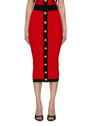 Buttoned Knit Midi Skirt - BALMAIN - Modalova