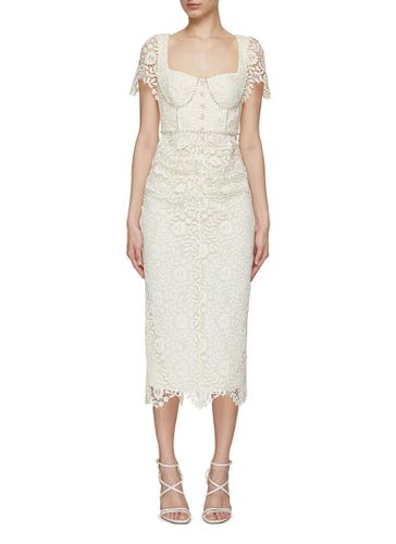 Rose Lace Heart Neck Midi Dress - SELF-PORTRAIT - Modalova