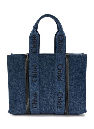 Large ‘Woody' Logo Print Denim Tote Bag - CHLOÉ - Modalova