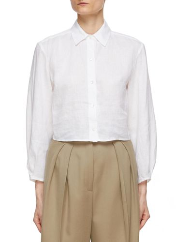 Cropped Pleated Long Sleeve Linen Shirt - THEORY - Modalova