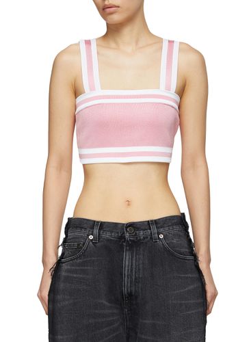 Contrast Knit Square Neck Bra Top - BALMAIN - Modalova