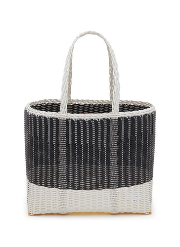 Small Flat Bicoloured Woven Basket Bag - PALOROSA - Modalova