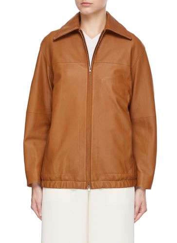 Oversized Leather Zip Up Jacket - VINCE - Modalova