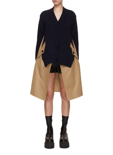 Knit Cardigan x Cotton Gabardine Coat - SACAI - Modalova